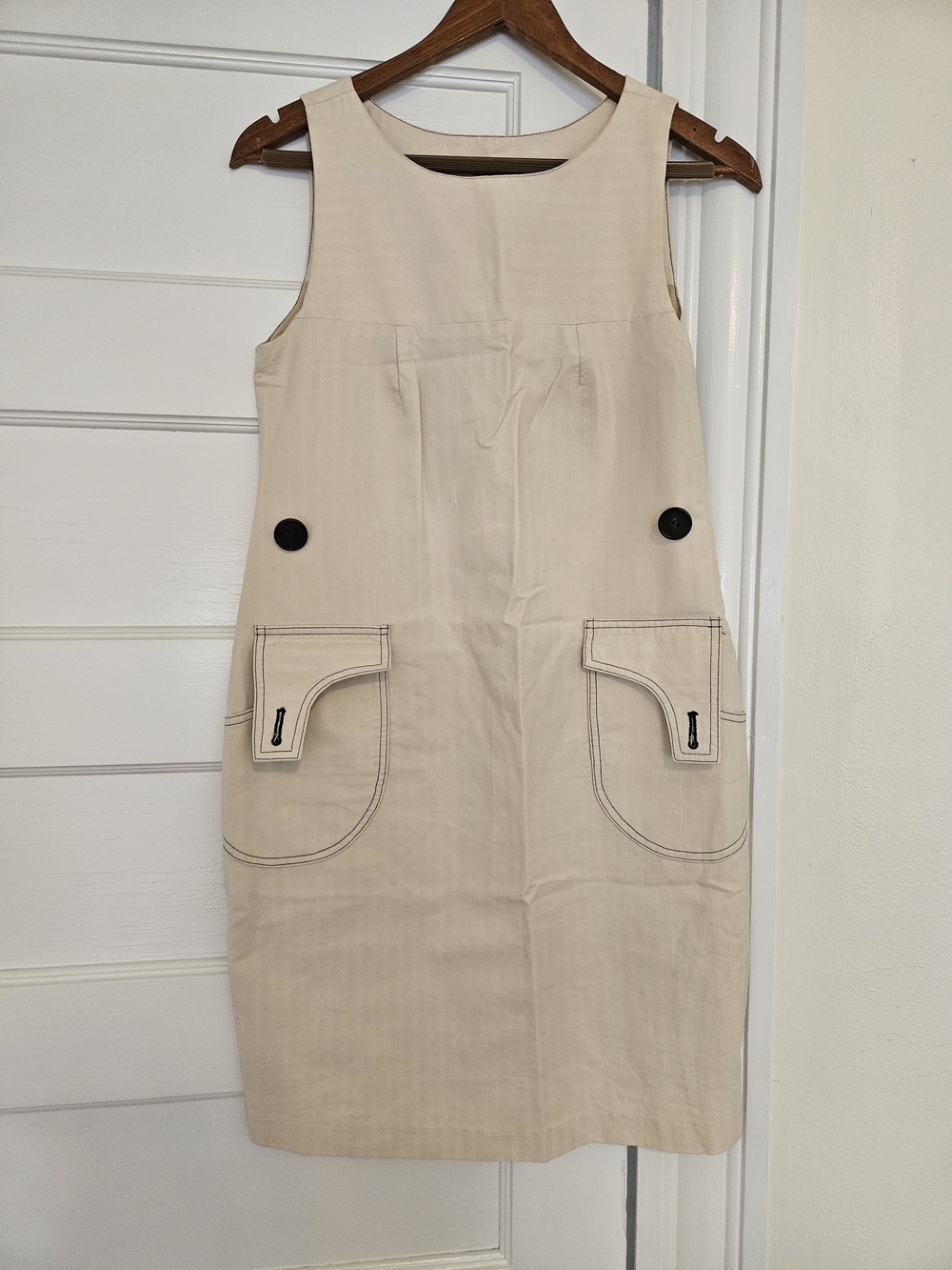 Billy Reid Cream Tote with Black Stitching Detail
